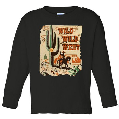 Wild Wild West Western Life Southwest Desert Vibes Cactus Toddler Long Sleeve Shirt