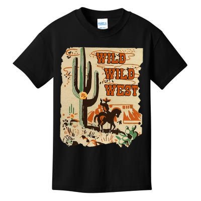 Wild Wild West Western Life Southwest Desert Vibes Cactus Kids T-Shirt