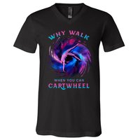 Why Walk When You Can Cartwheel Gymnastics Milky Way Galaxy V-Neck T-Shirt