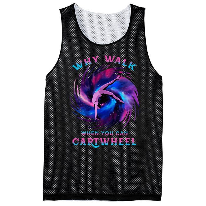 Why Walk When You Can Cartwheel Gymnastics Milky Way Galaxy Mesh Reversible Basketball Jersey Tank