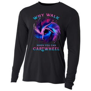 Why Walk When You Can Cartwheel Gymnastics Milky Way Galaxy Cooling Performance Long Sleeve Crew