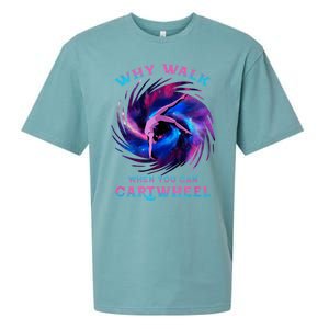 Why Walk When You Can Cartwheel Gymnastics Milky Way Galaxy Sueded Cloud Jersey T-Shirt