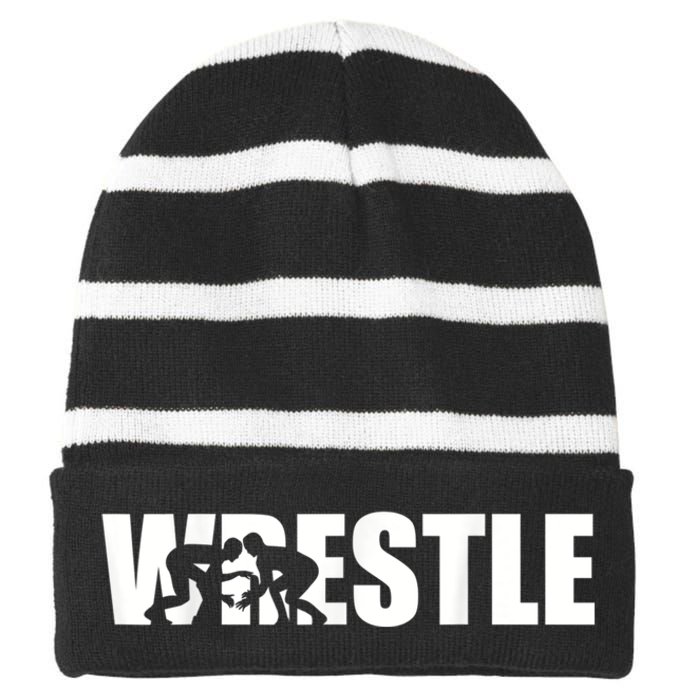 Wrestle Wrestling Striped Beanie with Solid Band