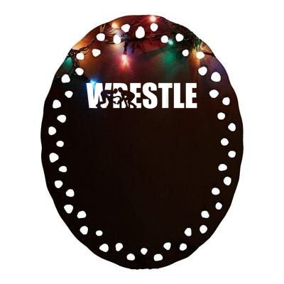 Wrestle Wrestling Ceramic Oval Ornament