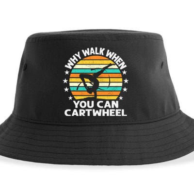 Why Walk When You Cartwheel Gymnastics Girls Wo Sustainable Bucket Hat