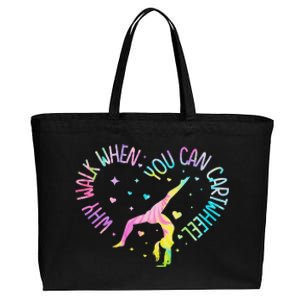 Why Walk When You Can Cartwheel Gymnast Gymnastic Girl Gift Cotton Canvas Jumbo Tote