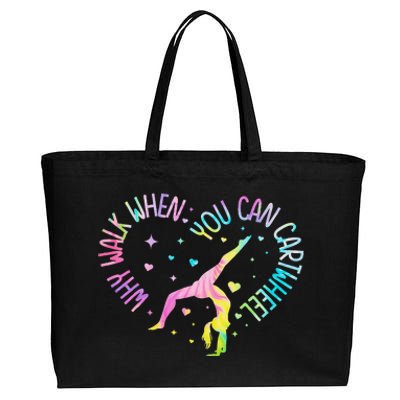 Why Walk When You Can Cartwheel Gymnast Gymnastic Girl Gift Cotton Canvas Jumbo Tote