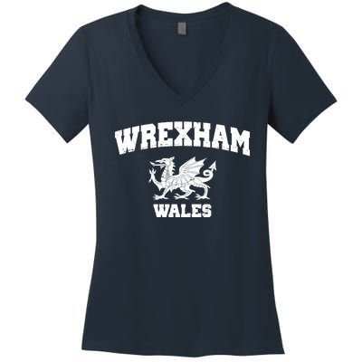 Wrexham Wales Welsh Flag Cymru Women's V-Neck T-Shirt