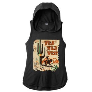 Wild Wild West Western Life Southwest Desert Vibes Cactus Ladies PosiCharge Tri-Blend Wicking Draft Hoodie Tank