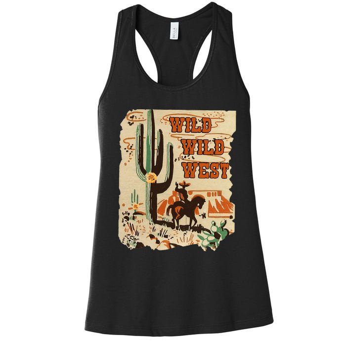 Wild Wild West Western Life Southwest Desert Vibes Cactus Women's Racerback Tank