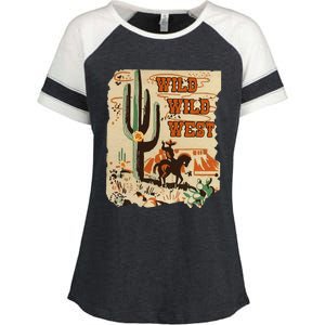 Wild Wild West Western Life Southwest Desert Vibes Cactus Enza Ladies Jersey Colorblock Tee