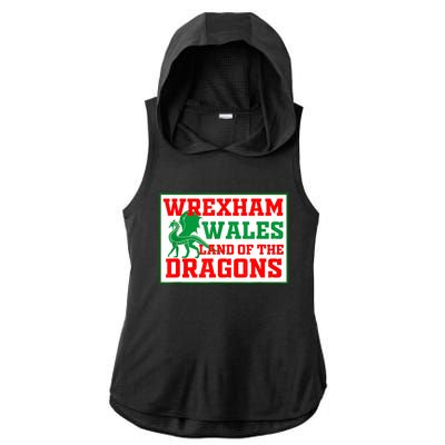 Wrexham Wales Welsh Gifts Ladies PosiCharge Tri-Blend Wicking Draft Hoodie Tank