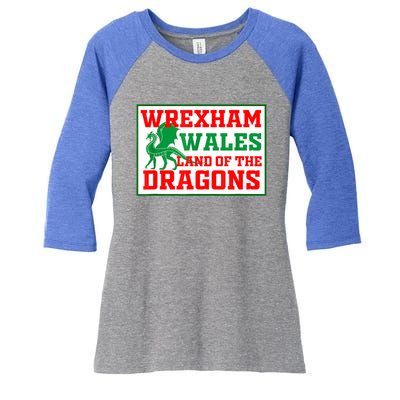 Wrexham Wales Welsh Gifts Women's Tri-Blend 3/4-Sleeve Raglan Shirt