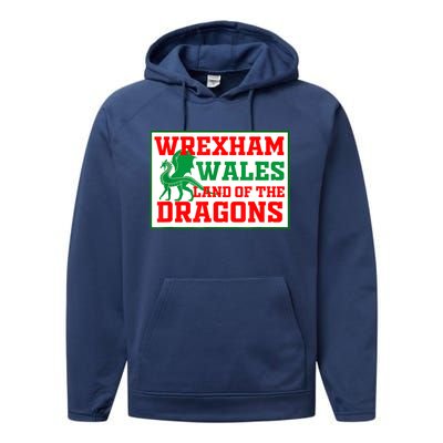 Wrexham Wales Welsh Gifts Performance Fleece Hoodie