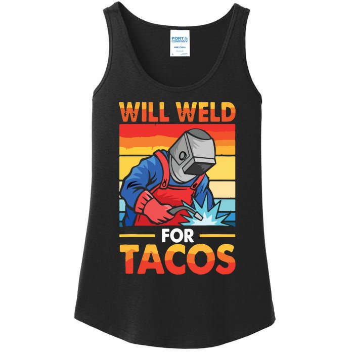 Welder Will Weld For Tacos Funny Welding Vintage Ladies Essential Tank