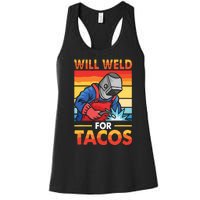 Welder Will Weld For Tacos Funny Welding Vintage Women's Racerback Tank