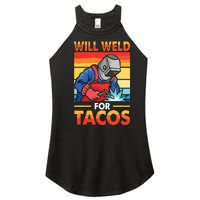 Welder Will Weld For Tacos Funny Welding Vintage Women's Perfect Tri Rocker Tank