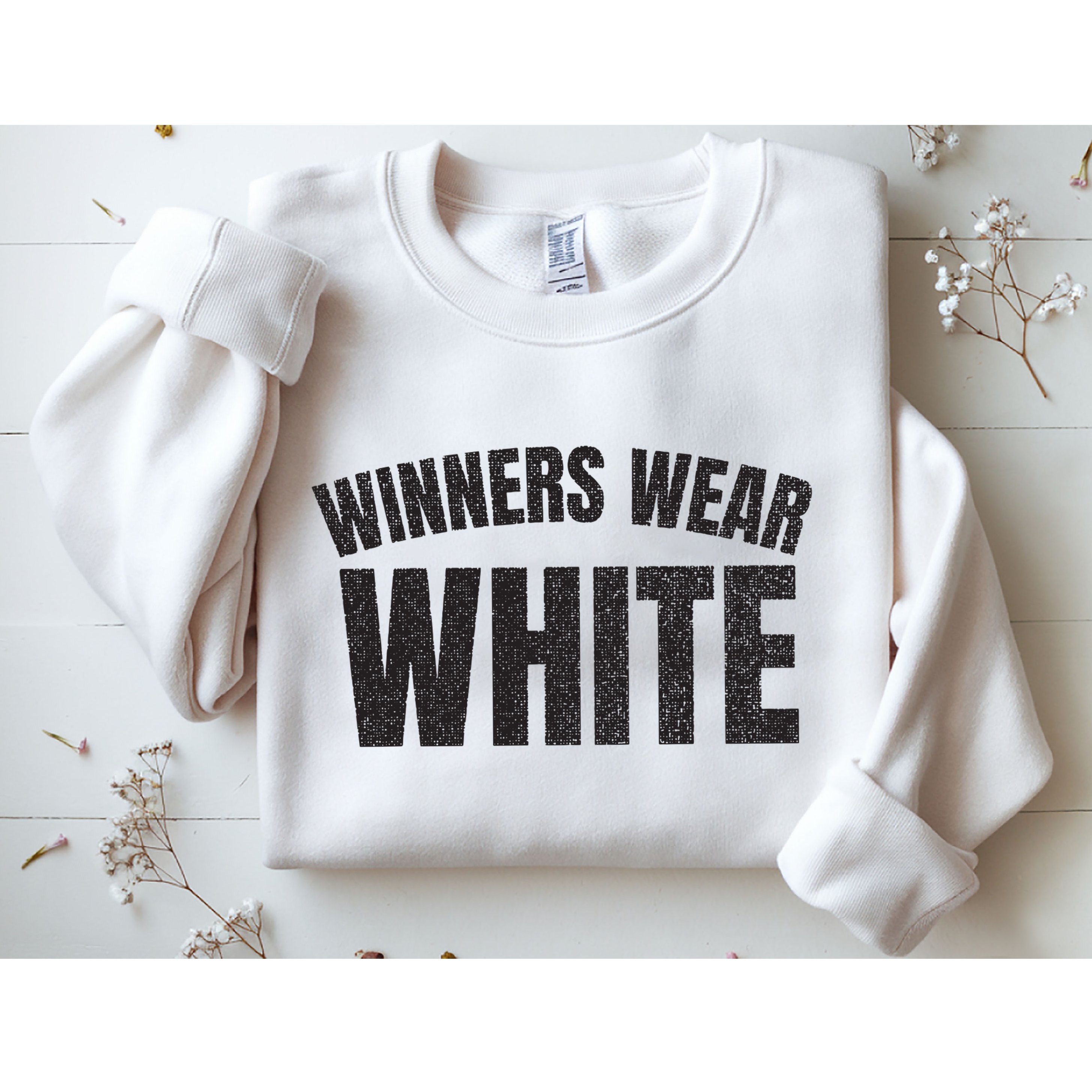 Winners Wear White Team Spirit Game Competition Color Retro Sweatshirt