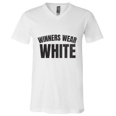 Winners Wear White Team Spirit Game Competition Color Retro V-Neck T-Shirt
