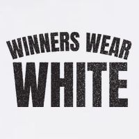 Winners Wear White Team Spirit Game Competition Color Retro Button