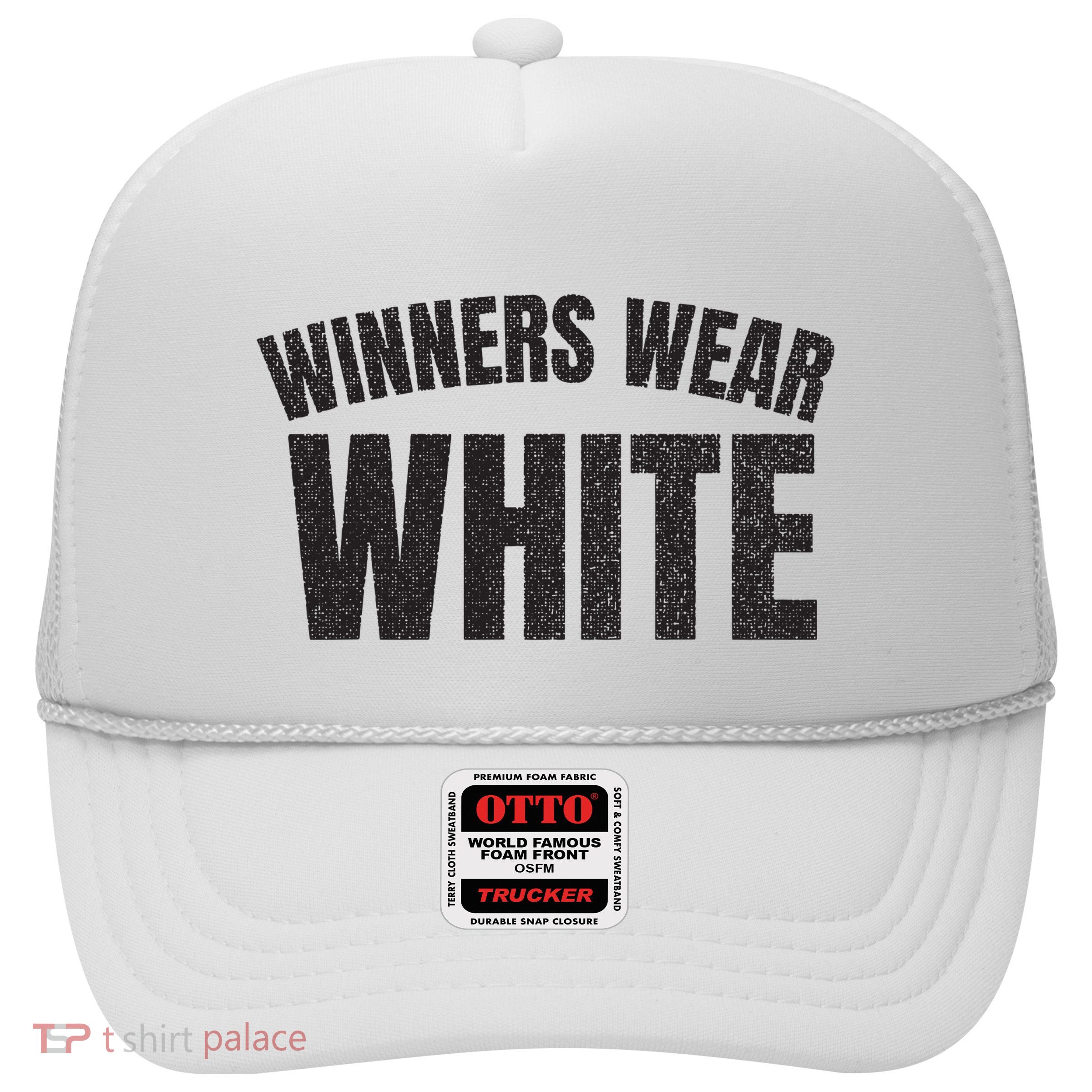 Winners Wear White Team Spirit Game Competition Color Retro Trucker Hat