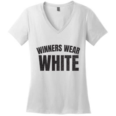 Winners Wear White Team Spirit Game Competition Color Retro Women's V-Neck T-Shirt
