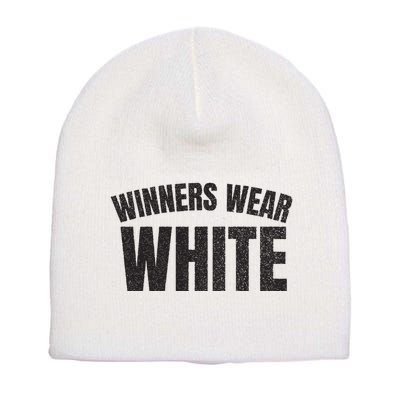 Winners Wear White Team Spirit Game Competition Color Retro Short Acrylic Beanie