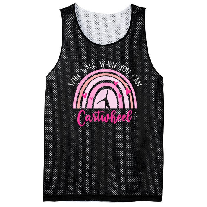 Why Walk When You Can Cartwheel Rainbow Tumbling Funny Girl Mesh Reversible Basketball Jersey Tank