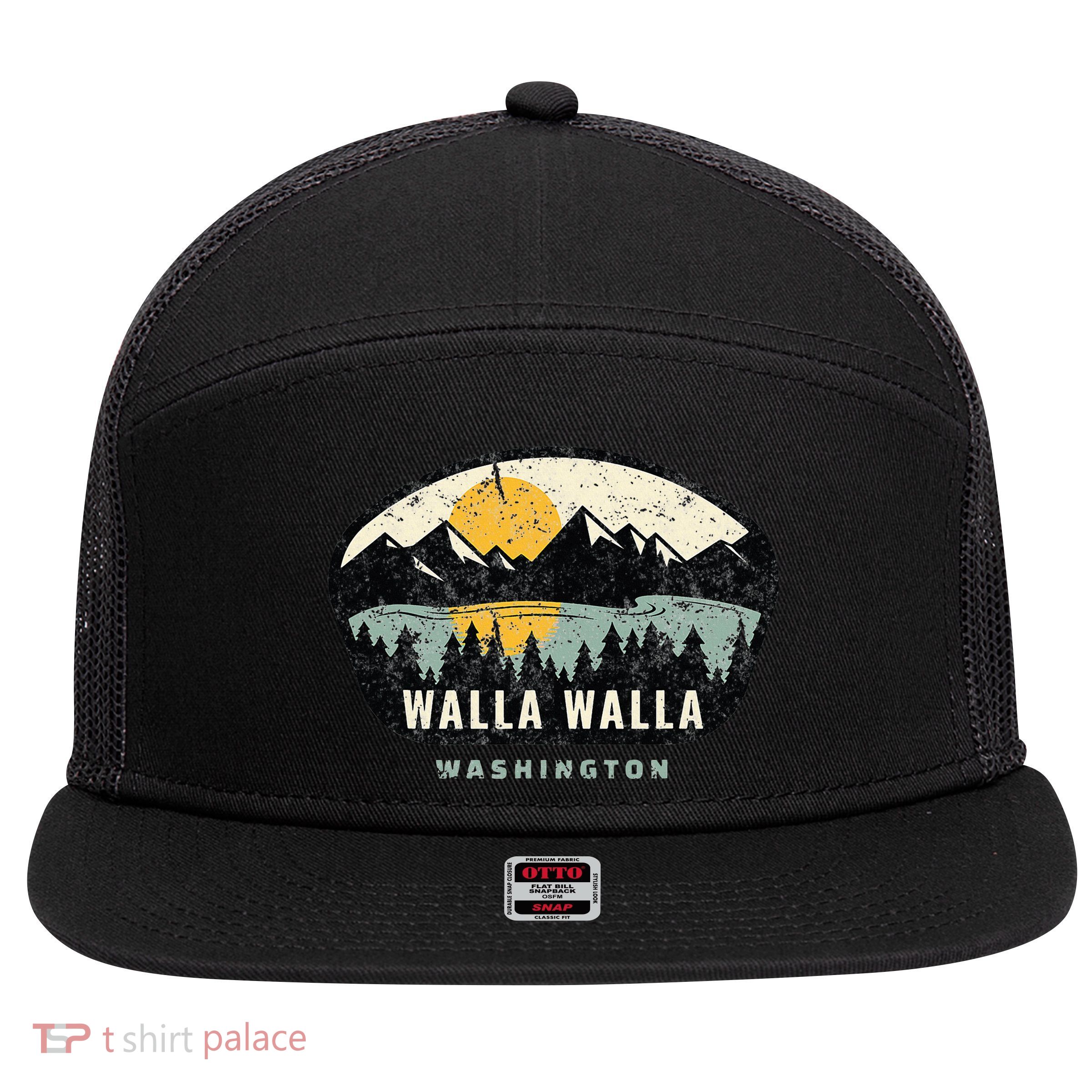 Walla Walla Washington W.A Vacation Souvenir 7 Panel Mesh Trucker Snapback Hat