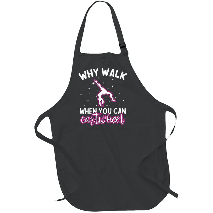 Why Walk When You Can Cartwheel Rainbow Tumbling Funny Girl Full-Length Apron With Pockets