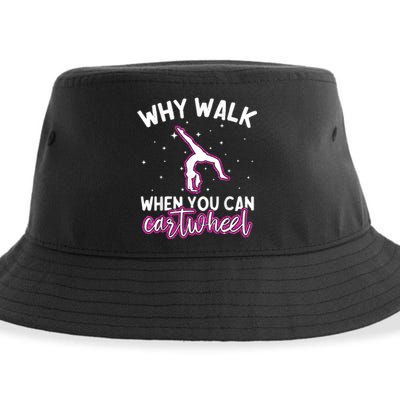 Why Walk When You Can Cartwheel Rainbow Tumbling Funny Girl Sustainable Bucket Hat