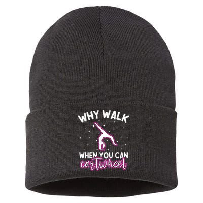 Why Walk When You Can Cartwheel Rainbow Tumbling Funny Girl Sustainable Knit Beanie