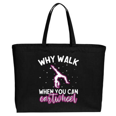 Why Walk When You Can Cartwheel Rainbow Tumbling Funny Girl Cotton Canvas Jumbo Tote