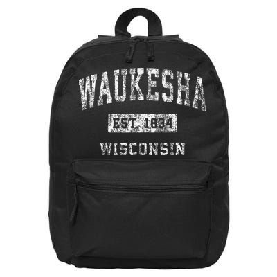 Waukesha Wisconsin Wi Vintage Established 16 in Basic Backpack