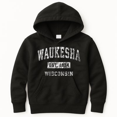 Waukesha Wisconsin Wi Vintage Established Kids Hoodie