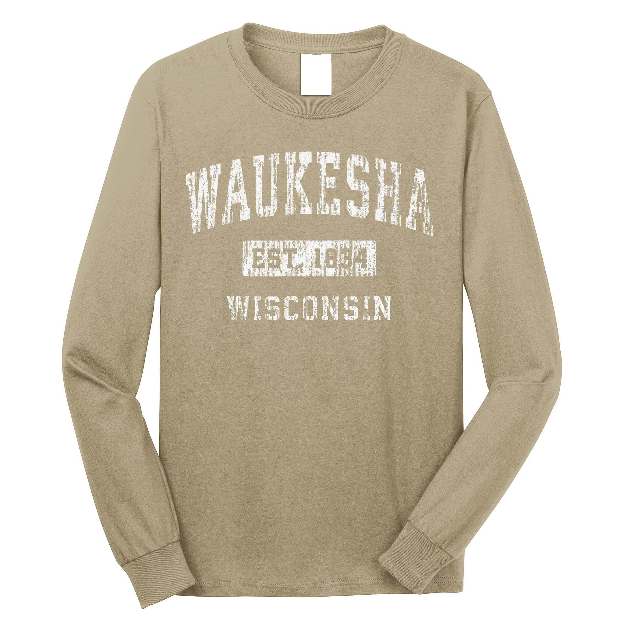 Waukesha Wisconsin Wi Vintage Established Long Sleeve Shirt