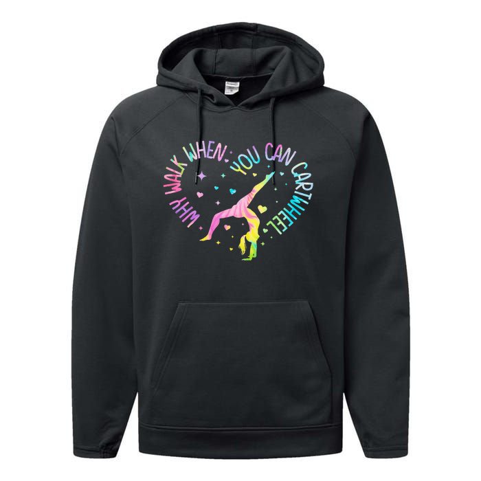 Why Walk When You Can Cartwheel Gymnast Gymnastic Girl Performance Fleece Hoodie