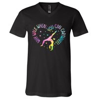 Why Walk When You Can Cartwheel Gymnast Gymnastic Girl V-Neck T-Shirt