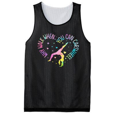 Why Walk When You Can Cartwheel Gymnast Gymnastic Girl Mesh Reversible Basketball Jersey Tank