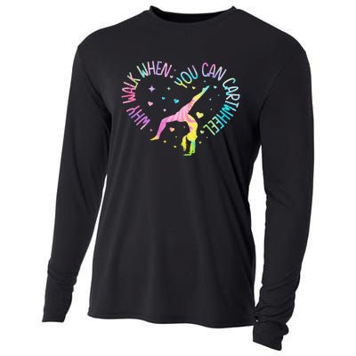 Why Walk When You Can Cartwheel Gymnast Gymnastic Girl Cooling Performance Long Sleeve Crew