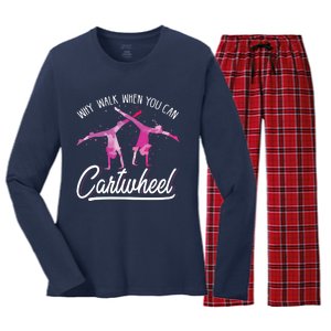 Why Walk When You Can Cartwheel Gymnastic Tumbling Cartwheel Women's Long Sleeve Flannel Pajama Set 