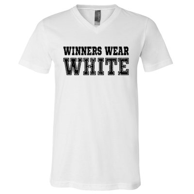 Winners Wear White Color Team Spirit Game War Camp Parent V-Neck T-Shirt