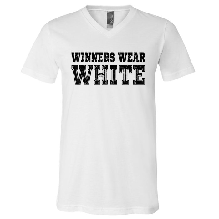 Winners Wear White Color Team Spirit Game War Camp Parent V-Neck T-Shirt