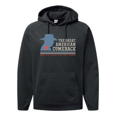 Winning Won Win Patriotic Cowboy Great American Comeback Performance Fleece Hoodie