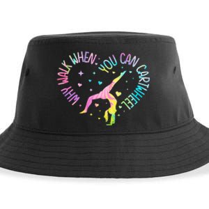 Why Walk When You Can Cartwheel Gymnast Gymnastic Girl Sustainable Bucket Hat