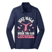 Why Walk When You Can Cartwheel Cute Gymnastics Wo Girl Silk Touch Performance Long Sleeve Polo