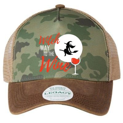 Women Witch Way To The Wine Halloween Witch Wine Vneck Legacy Tie Dye Trucker Hat