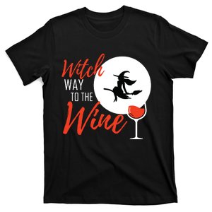 Women Witch Way To The Wine Halloween Witch Wine Vneck T-Shirt