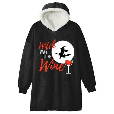 Women Witch Way To The Wine Halloween Witch Wine Vneck Hooded Wearable Blanket