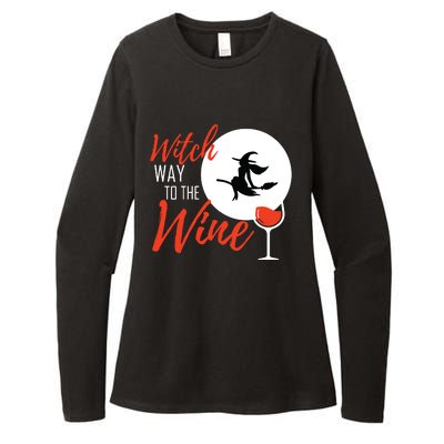 Women Witch Way To The Wine Halloween Witch Wine Vneck Womens CVC Long Sleeve Shirt